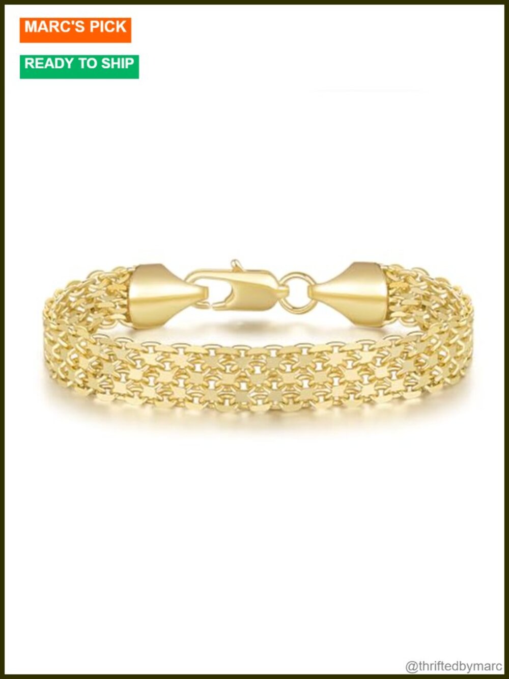 14K Gold Plated Bracelets for Women Non Tarnish Chain Stack Mesh Link